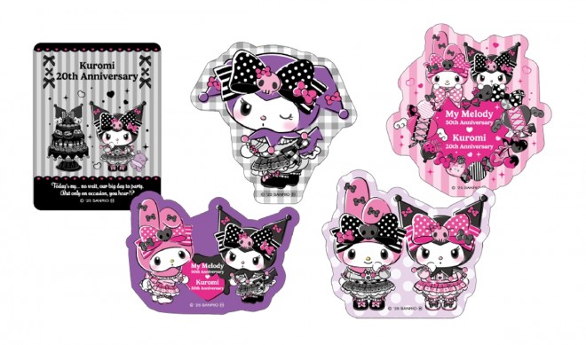 Happy Kuji's My Melody & Kuromi 50th & 20th Anniversaries lottery showcases exclusive figures, totes, and 40cm plush toys featuring limited edition art